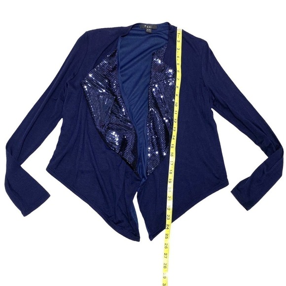 FOREVER 21 Blue Sequined Waterfall Cardigan Medium - Picture 7 of 10